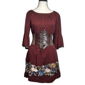 Size S 𝅺boho Peasant Blouse Tunic Rayon Embroidery SOLITAIRE